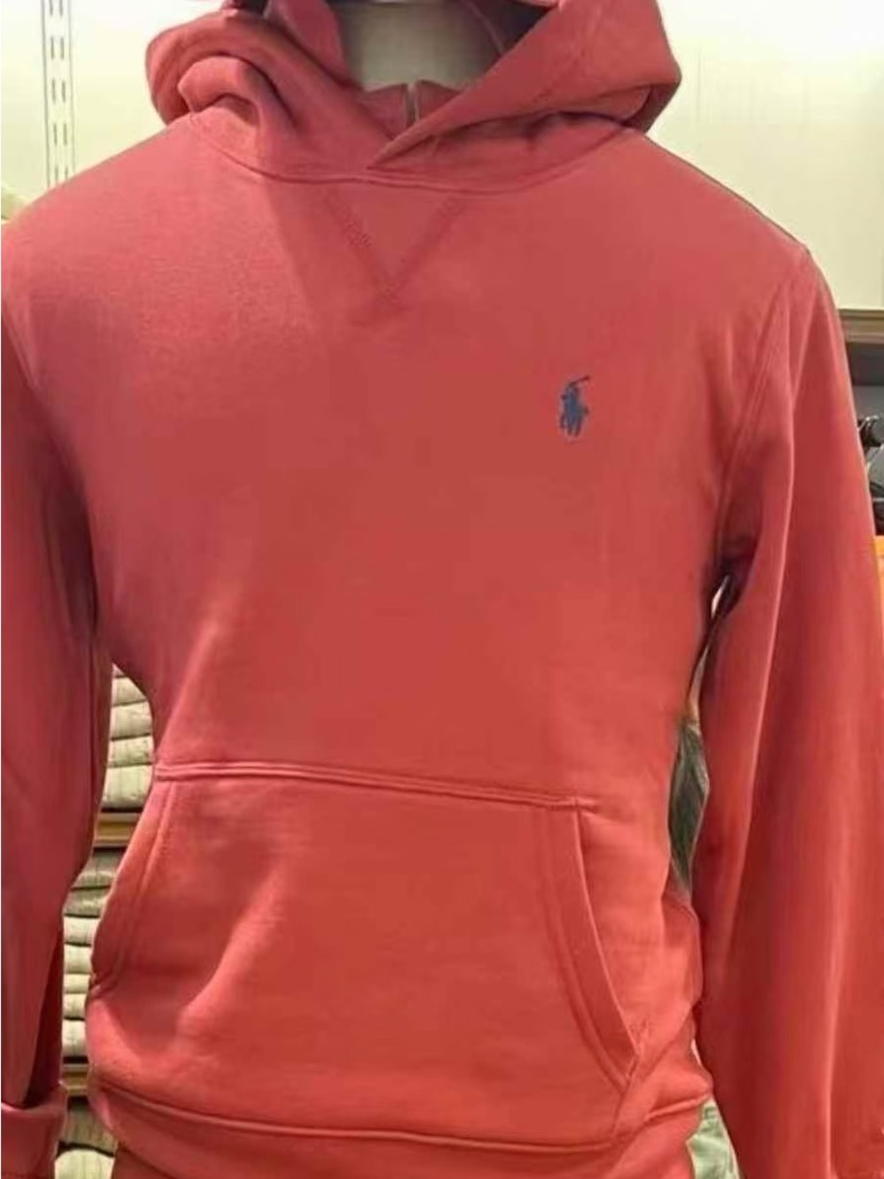 Polo by Ralph Lauren Coral Red Pullover Hoodie with Pony Logo